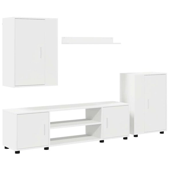 vidaXL Ensemble de meuble TV 4 pièces 4 Pièces Blanc Bois d'ingénierie