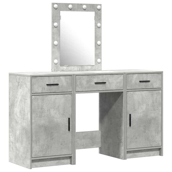 vidaXL Table de Toilette 3 Pièces Gris 50 x 41 x 135 cm Bois d'ingénierie