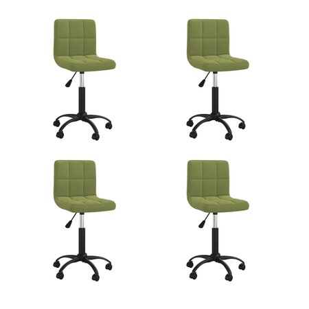 vidaXL Chaises pivotantes à manger lot de 4 vert clair velours