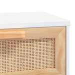 vidaXL Table console Blanc 80x30x75 cm Bois massif pin /rotin naturel