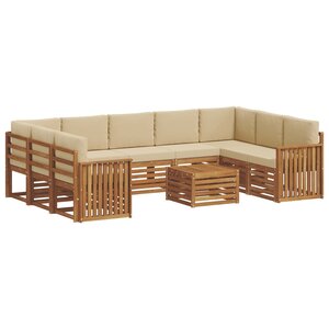 vidaXL Ensemble de canapés d'extérieur 10 pc Naturel et Beige