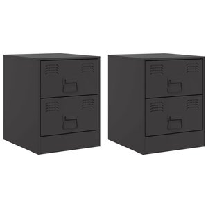 vidaXL Tables de chevet 2 Pièces noir 34 5x39x44 cm acier