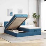 VidaXL Cadre de lit ottoman avec matelas bleu foncé 180x200 cm velours