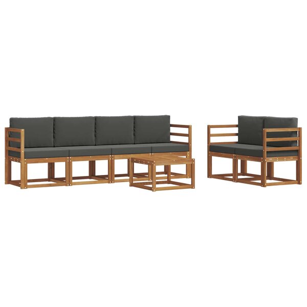 vidaXL Ensemble de canapés d'extérieur 7 Pièces Naturel et Anthracite