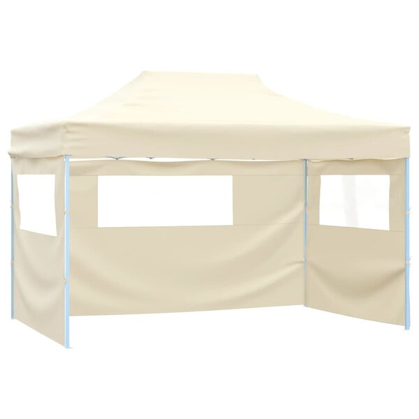 vidaXL Tente de réception pliable avec 3 parois 3x4 m Acier Crème