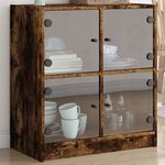 vidaXL Armoire latérale avec portes en verre chêne fumé 68x37x75 5 cm
