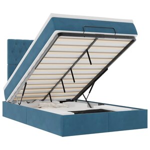 vidaXL Cadre de lit ottoman avec matelas bleu foncé 120x200 cm velours