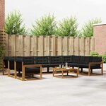 vidaXL Ensemble de canapés d'extérieur 10 Pièces Naturel et Noir