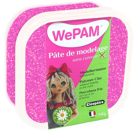 Porcelaine froide à modeler wepam 145 g pailleté rose néon