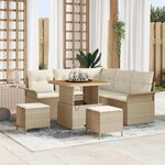 vidaXL Ensemble de canapé de jardin 8 Pièces Beige polyrotin