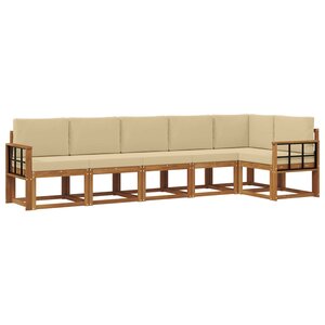 vidaXL Ensemble de canapés d'extérieur 6 pc Naturel et Beige
