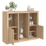 vidaXL Buffets avec lumières LED 3 Pièces chêne sonoma bois d'ingénierie