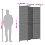 vidaXL Cloison de séparation 3 panneaux gris résine tressée