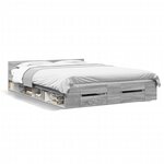 vidaXL Cadre de lit avec tiroirs sans matelas sonoma gris 120x200 cm