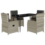 vidaXL Ensemble à manger de jardin et coussins 5 Pièces gris clair rotin