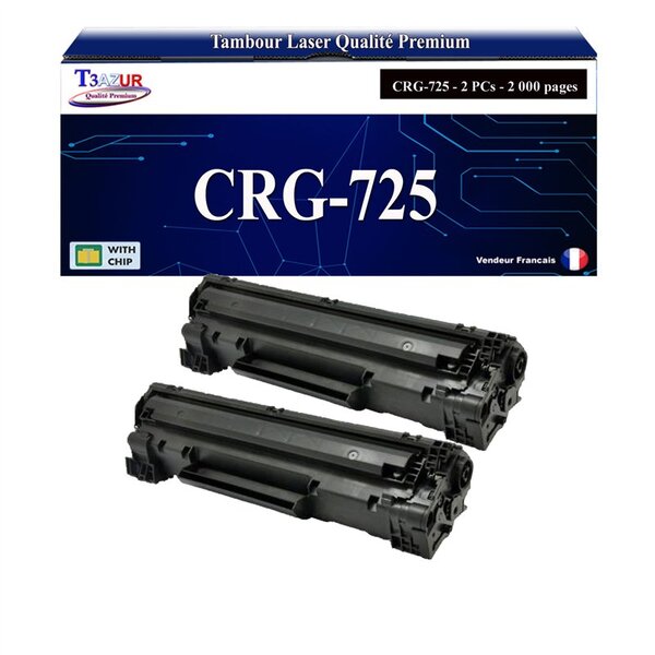 T3AZUR - 2x Toners compatibles avec Canon 728/ 725/ 726 pour Canon LBP-3010  LBP-3018  LBP-3050  LBP-3100 Noir - 2 000p