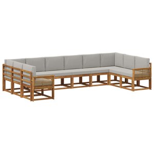 vidaXL Ensemble de canapés d'extérieur 10 pc Naturel et gris clair