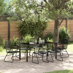 vidaXL Ensemble de salle à manger pour jardin 7 Pièces Noir Rattan PVC