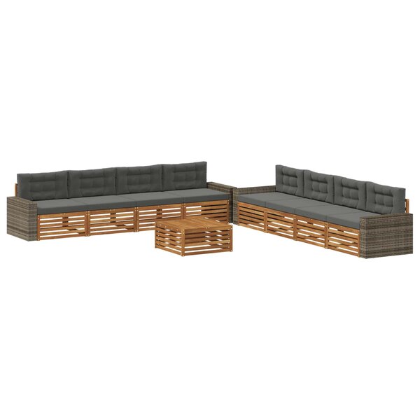 vidaXL Ensemble de canapés d'extérieur 9 pc Naturel et Anthracite