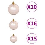 vidaXL Set de boules de Noël avec pic et 300 LED 120Pièces Doré rose