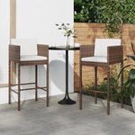 vidaXL Tabourets de bar lot de 2 avec coussins marron résine tressée