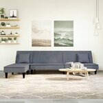vidaXL Canapé-lit en forme de L gris 255x140x70 cm velours