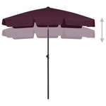 vidaXL Parasol de plage rouge bordeaux 180x120 cm