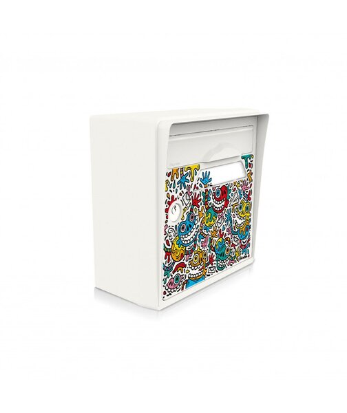 Boîte aux lettres blanche murale "The Maniac World" [SKWAK]