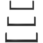 vidaXL Étagères murales 3 Pièces noir bois d'ingénierie