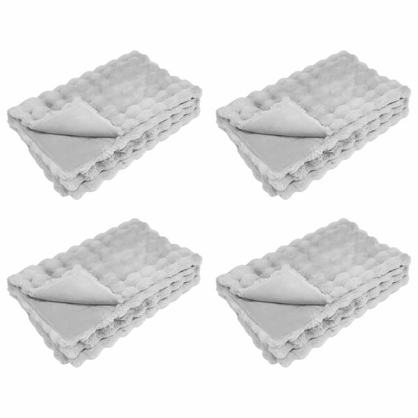 vidaXL Couverture en Fourrure de Lapin Synthétique Olite 4 Pièces Gris