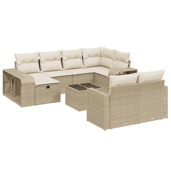 vidaXL Salon de jardin 11 Pièces avec coussins beige résine tressée