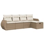 vidaXL Salon de jardin avec coussins 5 Pièces beige résine tressée