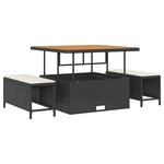 Ensemble de canapé de jardin 11 pièces avec coussins noir poly rotin acacia