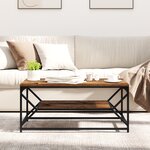Table basse vidaXL avec étagère en bois vintage 90x50x40 cm en bois d'ingénierie