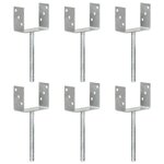 vidaXL Piquets de clôture 6 Pièces Argenté 12x6x30 cm Acier galvanisé