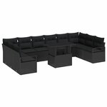 vidaXL Ensemble de canapé de jardin 11 Pièces Noir 100 x 55 x 73 cm