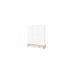 Armoire Bridge grande Semi poli fin  MDF uni laqué blanc et massif frêne laqué clair