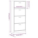 vidaXL Armoire à chaussures Noir 63x24x147 cm Bois d'ingénierie