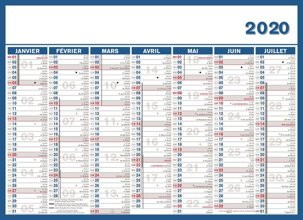 Calendrier bancaire souple année civile Direct 40 x 55 cm BOUCHUT