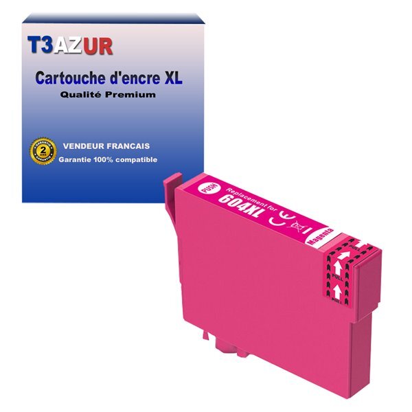 T3azur- cartouche compatible epson 604 xl pour epson expression home xp-2200  xp-2205  xp-3200  xp-3205  xp-4200 magenta
