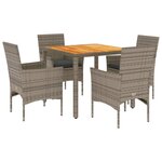 vidaXL Ensemble à manger de jardin et coussins 5 Pièces gris rotin acacia