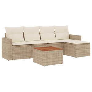 vidaXL Salon de jardin avec coussins 6 Pièces beige résine tressée