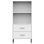 vidaXL Bibliothèque à 2 tiroirs Blanc 60x35x128 5 cm Bois massif OSLO