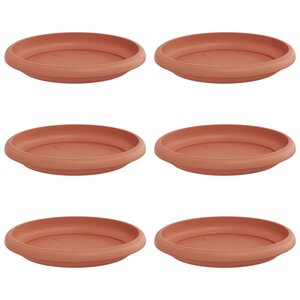 vidaXL Plateau à fleurs rond 6 pc Rouge brique Ø 14 x 2 cm Plastique