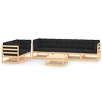 vidaXL Salon de jardin 7 Pièces avec coussins anthracite Pin massif