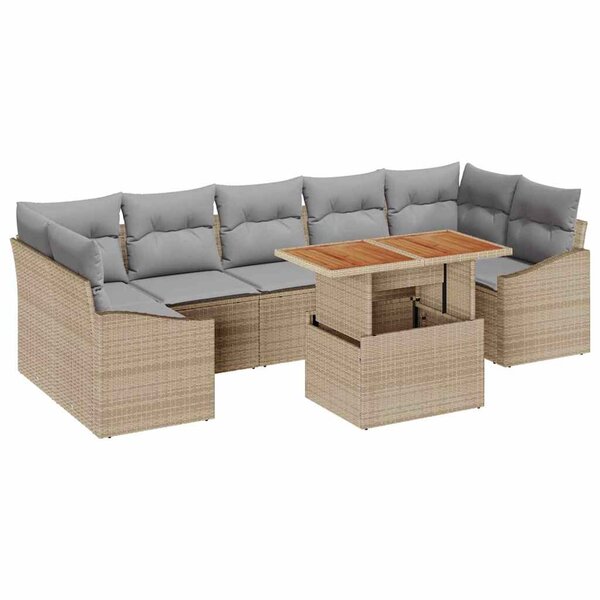 vidaXL Ensemble de salle à manger pour jardin 8 Pièces Beige et gris