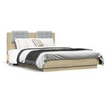 vidaXL Cadre de lit avec LED sans matelas chêne sonoma 135x190 cm