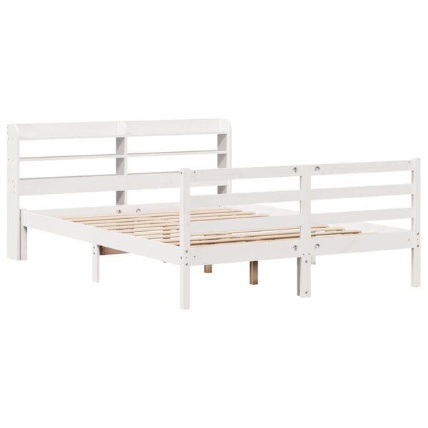 vidaXL Cadre de lit et tête de lit blanc 140x190 cm bois de pin massif