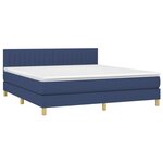 vidaXL Sommier à lattes de lit avec matelas LED Bleu 180x200 cm Tissu