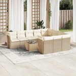 vidaXL Salon de jardin 11 Pièces avec coussins beige résine tressée
